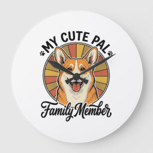 Corgi Family Shirt Vintage Pet Lover Design_1 Large Clock