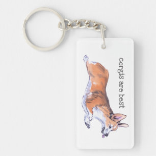 Corgi flight sumie painting key ring