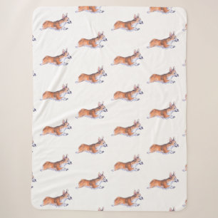 Corgi flight sumie pattern 2 sherpa blanket