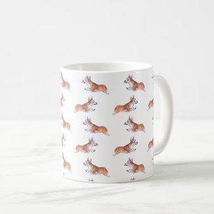 Corgi flight sumie pattern coffee mug