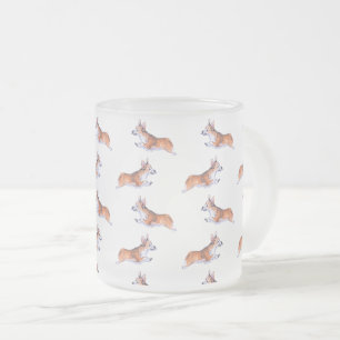 Corgi flight sumie pattern frosted glass coffee mug