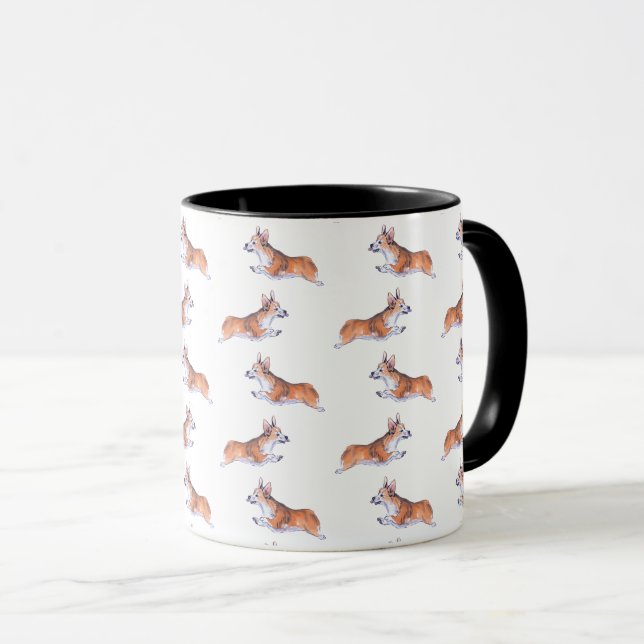 Corgi flight sumie pattern mug (Front Right)