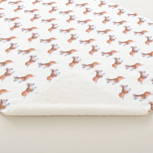 Corgi flight sumie pattern sherpa blanket