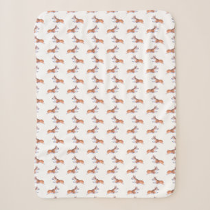 Corgi flight sumie pattern sherpa blanket