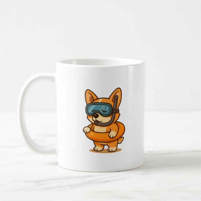 Corgi Float Mugs | Cute Summer Dog Drinkware (Left)