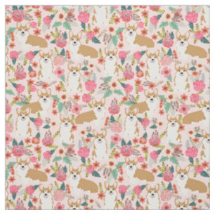 Corgi floral fabric - pink