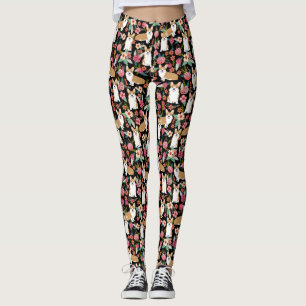 Corgi Floral leggings - black
