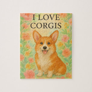 Corgi floral puzzle