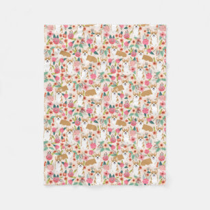Corgi florals blanket - cream