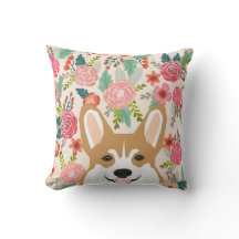 Corgi florals spring welsh corgi pillow