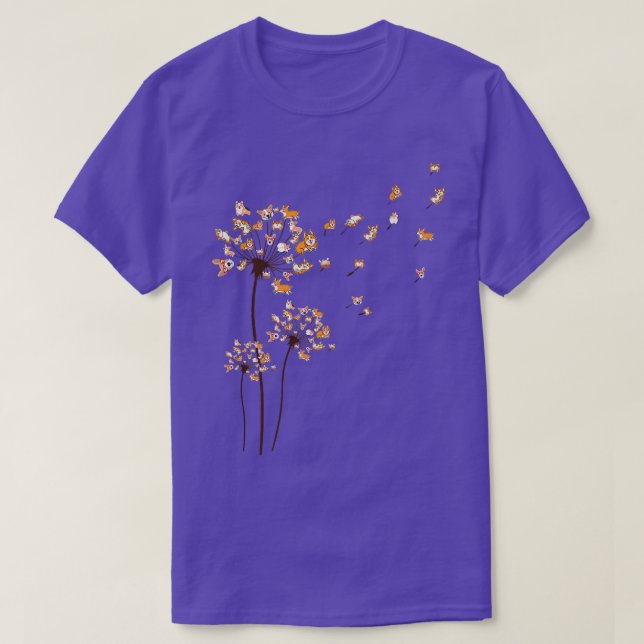 Corgi Flower Fly Dandelion  Cute Dog Lover  T-Shirt (Design Front)