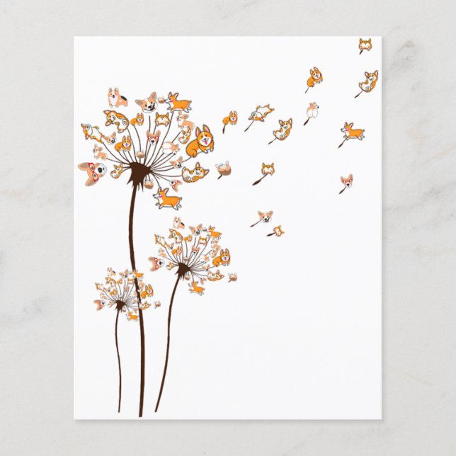 Corgi Flower Fly Dandelion Shirt Cute Dog Lover Flyer (Front)