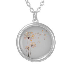 Corgi Flower Fly Dandelion Shirt Cute Dog Lover Silver Plated Necklace