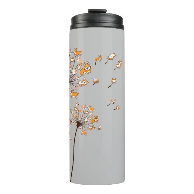 Corgi Flower Fly Dandelion Shirt Cute Dog Lover Thermal Tumbler (Front)