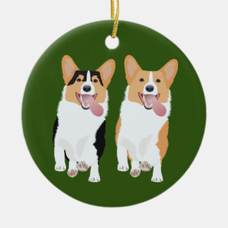 Corgi Friends Ceramic Tree Decoration