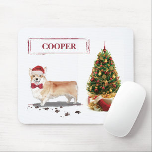 Corgi Funny Christmas Dog with Tree Mouse Mat