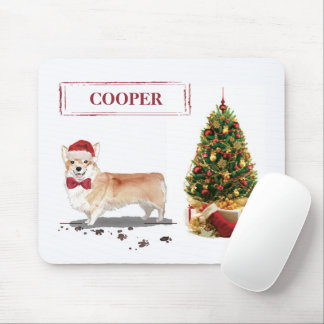 Corgi Funny Christmas Dog with Tree Mouse Mat
