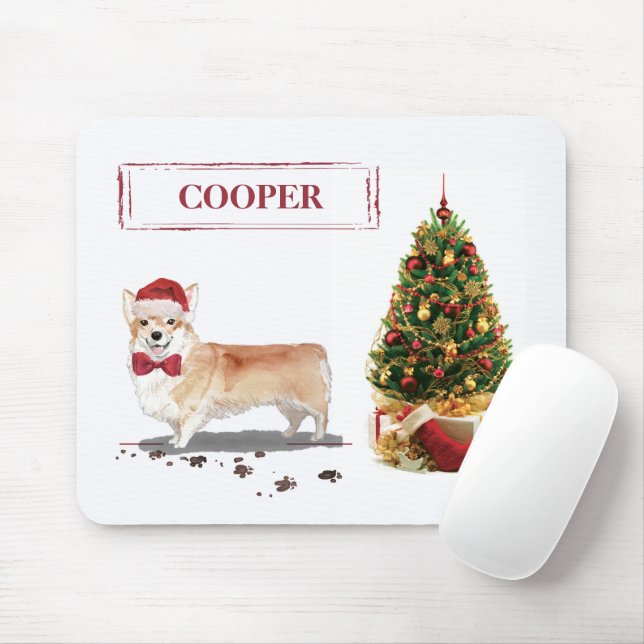 Corgi Funny Christmas Dog with Tree Mouse Mat (With Mouse)