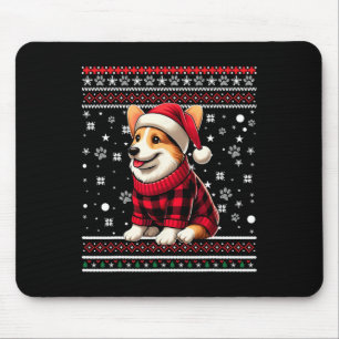 Corgi Funny Ugly Buffalo Plaid Santa Hat Christmas Mouse Mat
