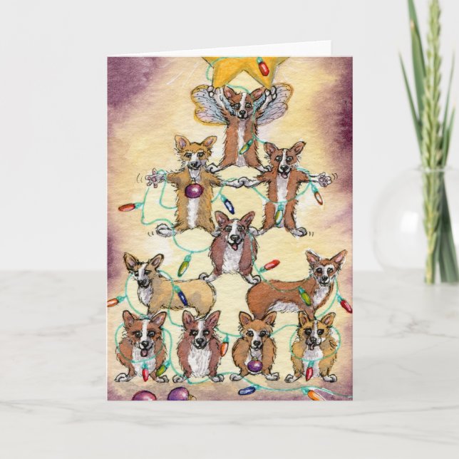 Corgi Fur tree Holiday Card (Front)