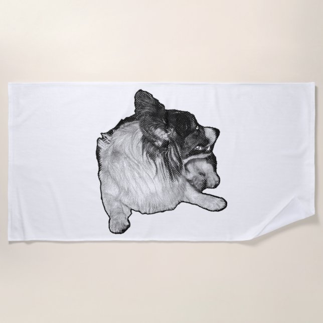 Corgi, Gallery-Dot Minimal Beach Towel (Front)