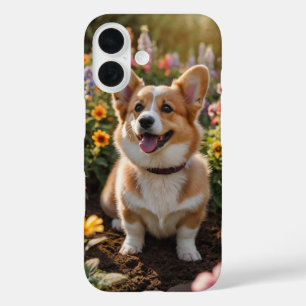 Corgi Garden Fun iPhone 16 Case