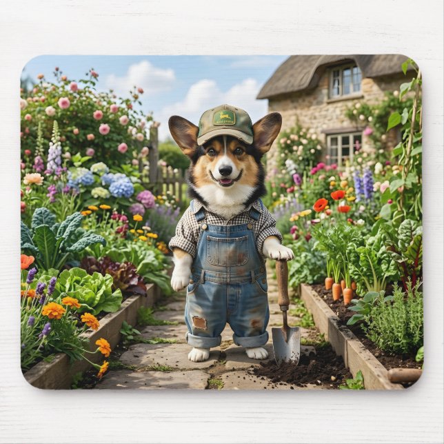 Corgi Gardener Mouse Mat (Front)