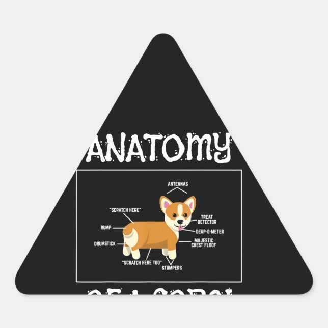 Corgi Gift | Cute Funny Dog Puppy Corgi Triangle Sticker (Front)