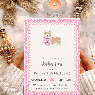 Corgi Grandmillennial Halloween Party Invitation