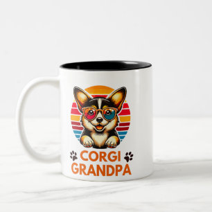 Corgi Grandpa Retro Corgi Dog Lover Design Two-Tone Coffee Mug