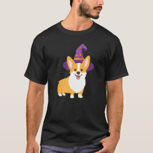 Corgi Halloween Cute Dog With Witchs Hat T-Shirt