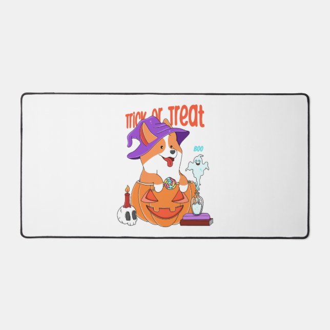 Corgi Halloween Desk Mat (Front)