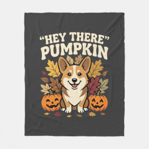 Corgi Halloween Hey There Pumpkin Design Fleece Blanket