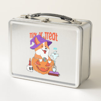 Corgi Halloween Metal Lunch Box
