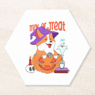 Corgi Halloween Paper Coaster
