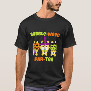 Corgi Halloween Party Boba Bubble Tea T-Shirt