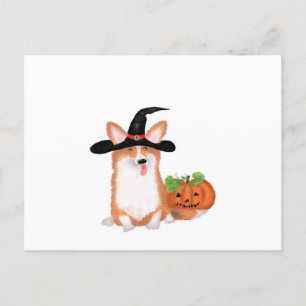 Corgi Halloween postcard