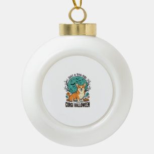 Corgi Halloween Shirt for Dog Loving Girls_1 Ceramic Ball Christmas Ornament
