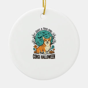 Corgi Halloween Shirt for Dog Loving Girls_1 Ceramic Tree Decoration