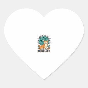 Corgi Halloween Shirt for Dog Loving Girls_1 Heart Sticker