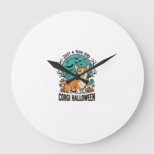 Corgi Halloween Shirt for Dog Loving Girls_1 Large Clock