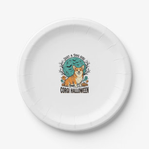 Corgi Halloween Shirt for Dog Loving Girls_1 Paper Plate
