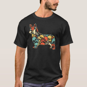 Corgi Halloween Skeleton Skull Vintage Retro T-Shirt