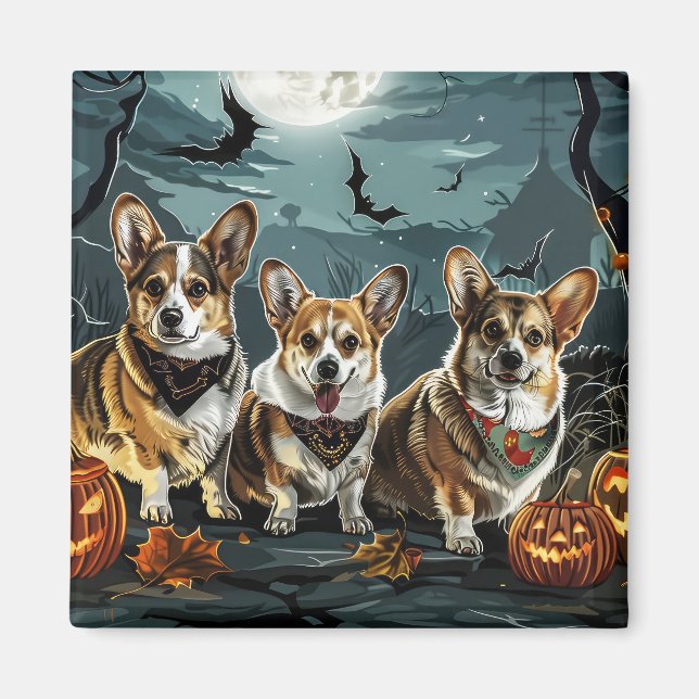 Corgi Halloween Spooky Magnet (Front)