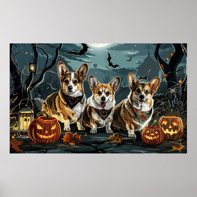 Corgi Halloween Spooky Poster (Front)
