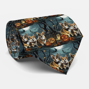 Corgi Halloween Spooky Tie