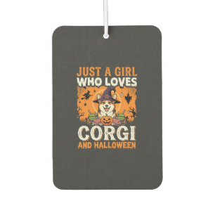 Corgi Halloween Witch Girl Vintage Horror Car Air Freshener