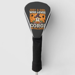 Corgi Halloween Witch Girl Vintage Horror Golf Head Cover