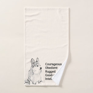 Corgi hand towel