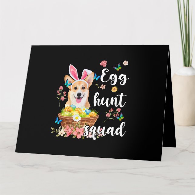 Corgi Happy Easter Day Colourful Egg Hunt Squad Card (Front)